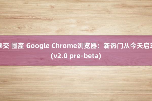 拳交 國產 Google Chrome浏览器：新热门从今天启动(v2.0 pre-beta)